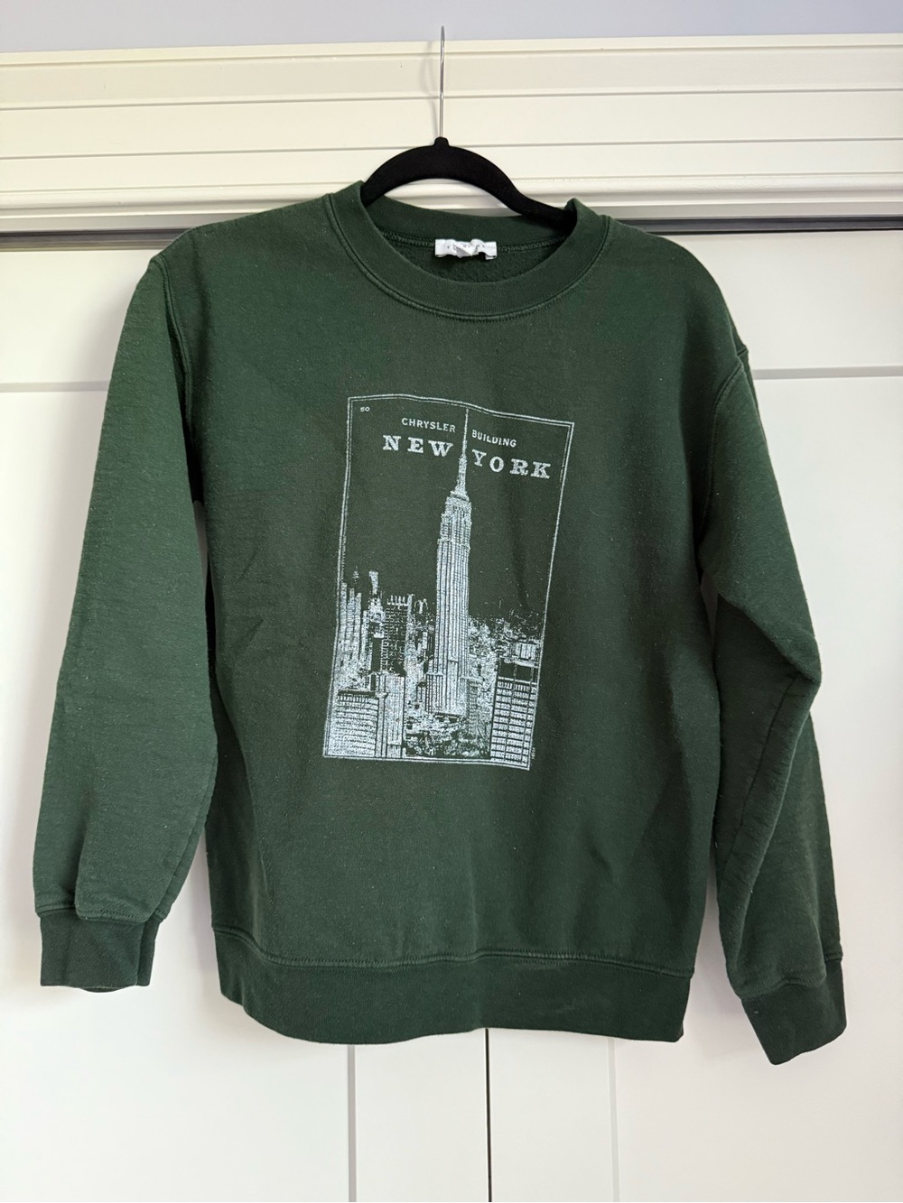 Topshop Dark Green New York Skyline Crewneck Sweatshirt